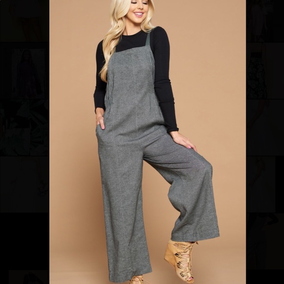 GREY CINCHED WAIST JUMPSUIT - Picture 2 of 5